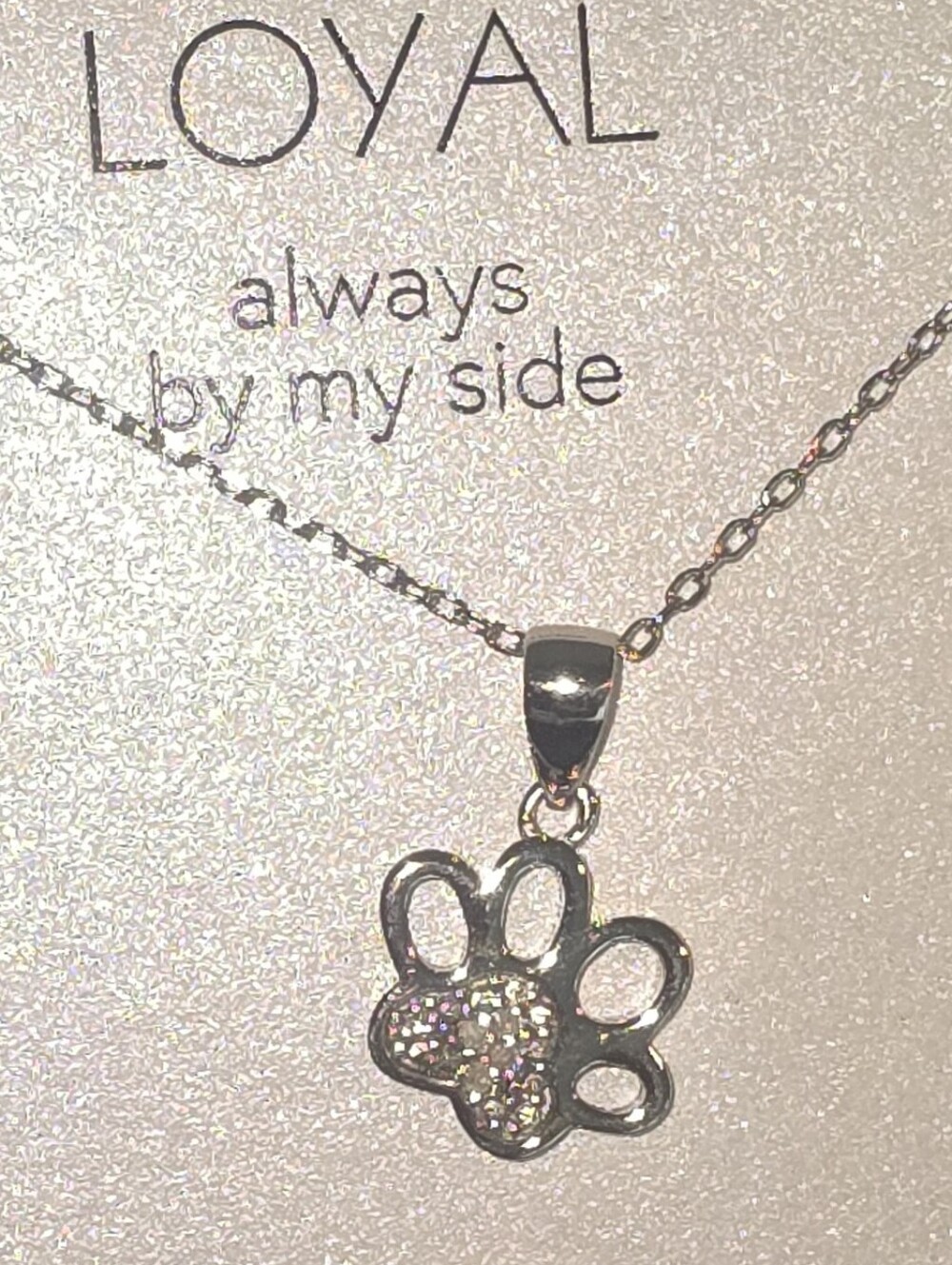 🐾NWT Diamond 925 Sterling Silver Paw Print Loyal Dog Necklace R.H. Macy's